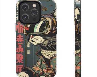 Japanese Woodblock Print Cyberpunk Sci-Fi Cats - Namiko - iPhone 11 12 13 14 15 16 Pro Max Tough Phone Case