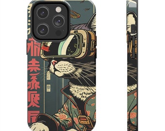 Japanese Woodblock Print Cyberpunk Sci-Fi Cats - Namiko - iPhone 11 12 13 14 15 Pro Max Tough Phone Case