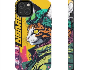 Cyberpunk Sci-Fi Japanese Cat Tokyo - TechnoColor - iPhone 11 12 13 14 15 16 Pro Max Tough Phone Case