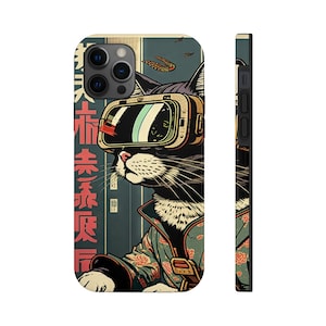 Japanese Woodblock Print Cyberpunk Sci-Fi Cats Namiko iPhone 11 12 13 14 15 Pro Max Tough Phone Case image 7