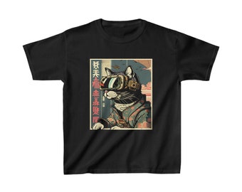 Kids - Japanese Woodblock Print Cyberpunk Sci-Fi Cats - Namiko - Unisex T-Shirt