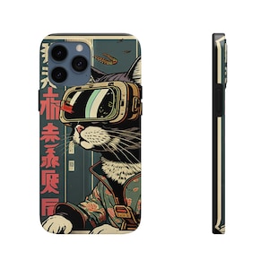 Japanese Woodblock Print Cyberpunk Sci-Fi Cats Namiko iPhone 11 12 13 14 15 Pro Max Tough Phone Case image 4