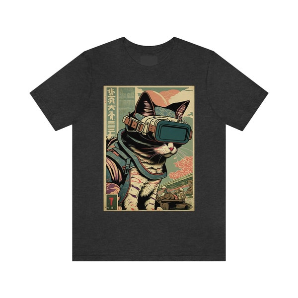 Japanese Woodblock Print Cyberpunk Sci-Fi Cats - Akihiko - Unisex T-Shirt