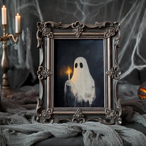 Ghost Painting Wall Prints, Halloween Decor, Halloween Home Decor, Ghost Oil Paintings, Dark Academia, Cute Ghost Prints, Spooky Season Art,