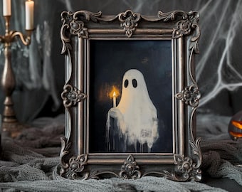 Ghost Painting Wall Prints, Halloween Decor, Halloween Home Decor, Ghost Oil Paintings, Cute Ghost Prints, Spooky Season Art