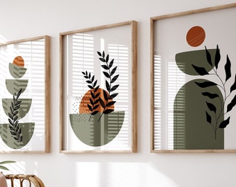 Sage Green Wall Art Set: Boho Botanical Prints (Digital Download)