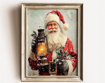 Vintage Santa Portrait: Rustic Christmas Wall Art (Digital Download)