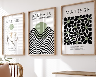Matisse Green Print Set: Bauhaus Abstract Wall Art (Digital Download)