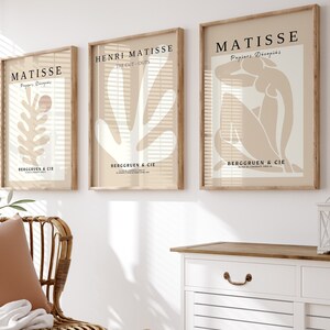 Henri Matisse Print Set of 3: Beige Mid-Century Museum Posters (Digital Download)