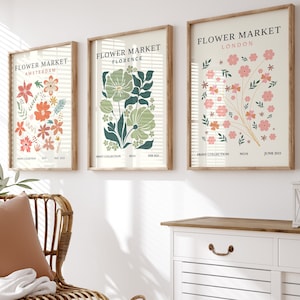 Flower Market Print Set: Trendy Botanical Gallery Wall Art (Digital Print)