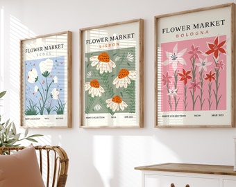 Flower Market Print Set: Botanical Gallery Wall Art (Digital Download)