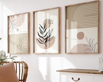 Boho Abstract Gallery Wall Art Set: Mid-Century Modern Prints (Digital Download)