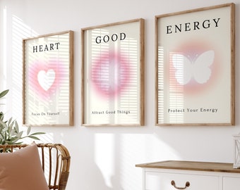Aura Farbverlauf Poster Set: Retro spirituelle Drucke (Digitaler Download)