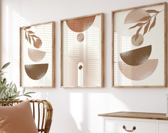 Boho Geometric Wall Art Prints: Abstract Home Decor (Digital Download)