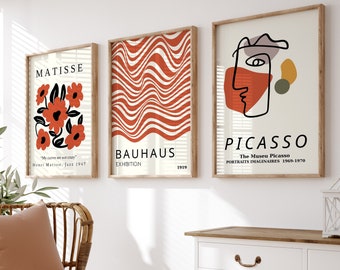 Gallery Wall Art Set Of 3,Picasso Print, Matisse Poster, Picasso Wall Art, Bauhaus Poster Set, Henri Matisse Print, Modern Wall Art, Digital