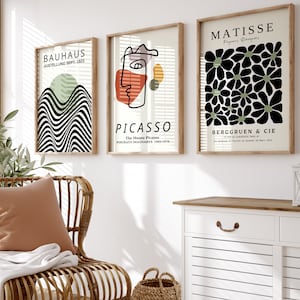Picasso Print Set of 3: Bauhaus, Matisse, Abstract Wall Art (Digital Download)