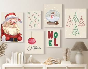 6er Set, Weihnachts-Galeriewand-Bundle-Print-Set, druckbare Weihnachtskunst, Weihnachtsdekoration, trendige Weihnachtsdekoration
