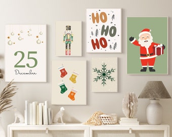 Christmas Gallery Wall Printable Set,  Colorful Christmas Wall Decor, Christmas Digital Download, Christmas Digital Download, Xmas Wall Art