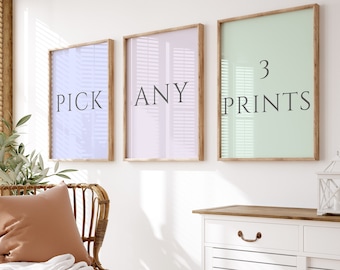 Custom Gallery Wall Art Set: Pick Any 3 Digital Prints (Digital Download)