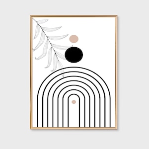 Boho Wall Art Set of 3, Black and White Abstract Poster Geometric ...