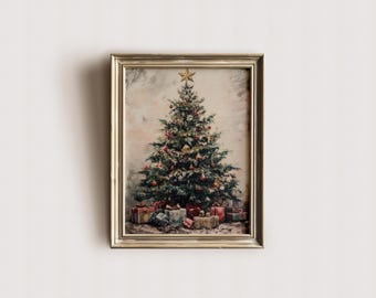 Vintage Christmas Tree Art Print: Rustic Holiday Wall Decor (Digital Printable)