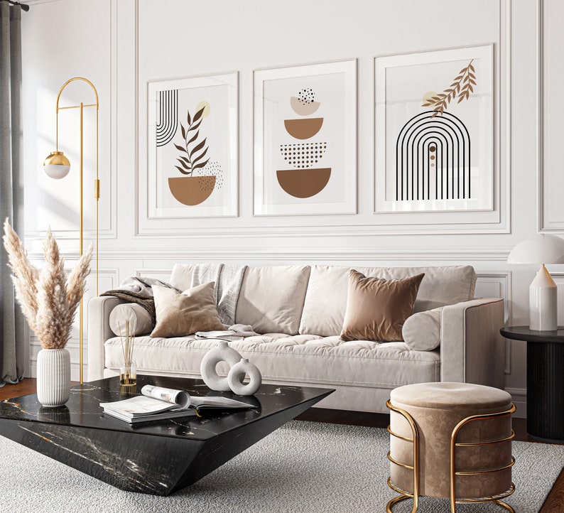 Buy Boho Brown Print Set of 3, Boho Wall Print, Abstract Wall Art Print