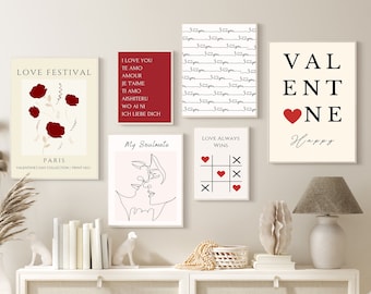 Valentines Day Gallery Wall Art Print Set: Romantic Decor (Digital Download)