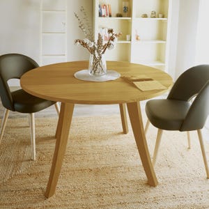 Extendable round table, dining table, solid wood table, designer table, handmade
