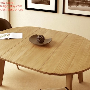 Extendable round table (+50cm), dining table, solid wood table, designer table, handmade