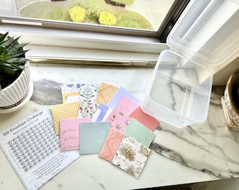Mini Cash Envelope Savings Challenge with storage box - Set of 100