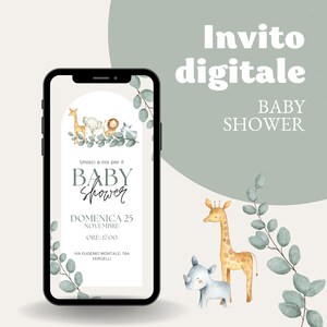 Invito Baby shower digitale Whatsapp TEMA ANIMALI, maschio o femmina, gender reveal, gravidanza, dolce attesa
