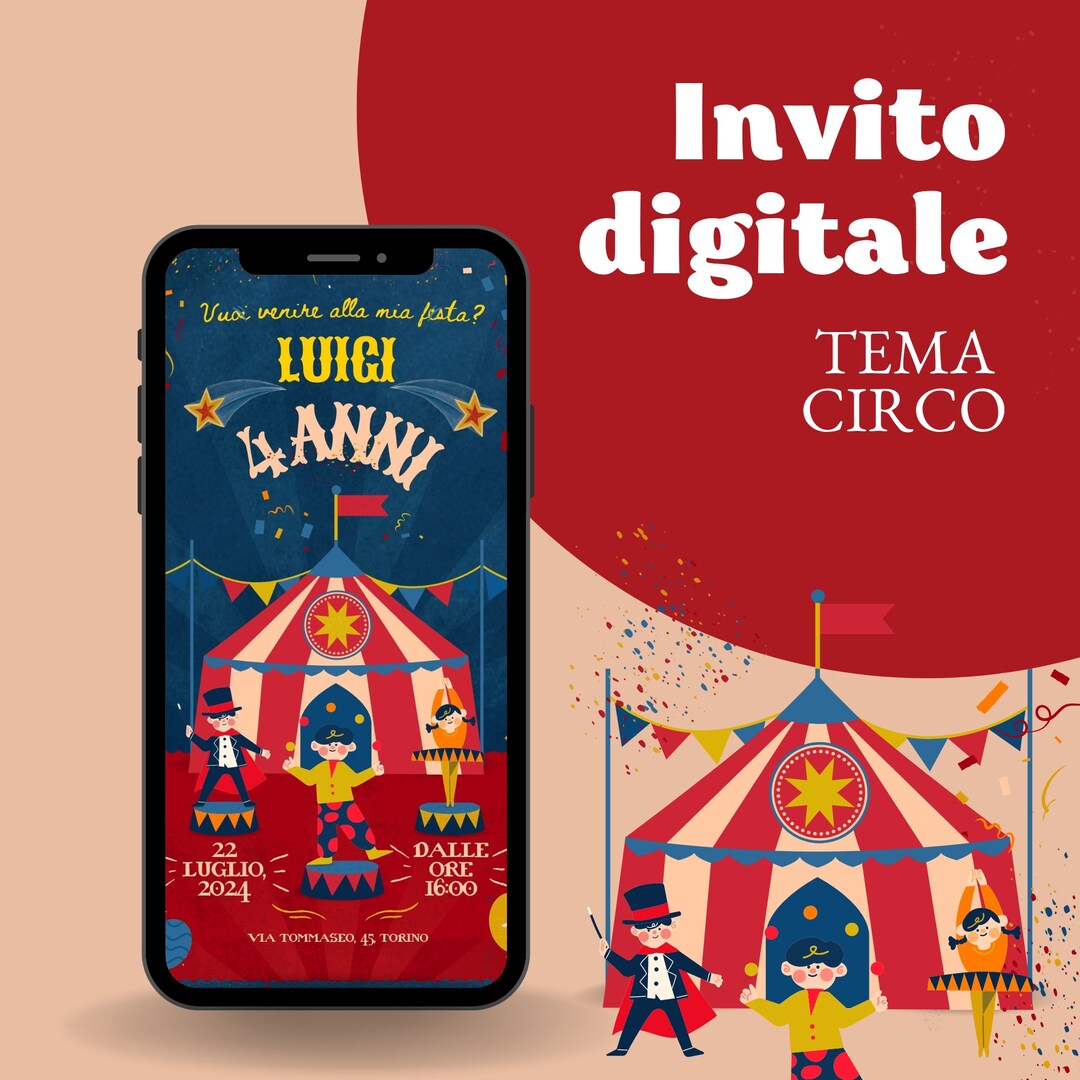 Digital Invitation Whatsapp Party CIRCUS THEME 1 Year 5 Etsy