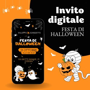 Invito HALLOWEEN digitale, Festa Whatsapp a tema, 1 anno, 5 anni, 3,2, compleanno