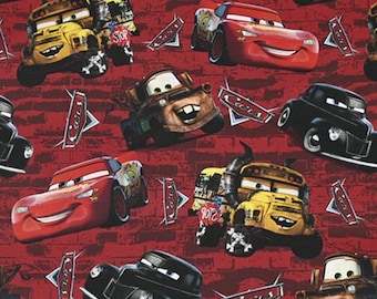 Cars Fabric Lightning McQueen Fabric Cartoon Cotton Fabric By The Half Yard