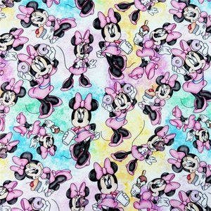 Disney Fabric Minnie Mouse Fabric Anime Fabric Cartoon Cotton Fabric By The Half Yard