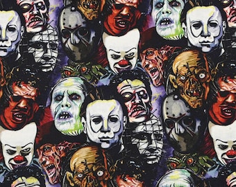 Halloween Horror Movies Fabric Gothic Jason Freddy Chucky Fabric Cartoon Cotton Fabric By The Half Yard
