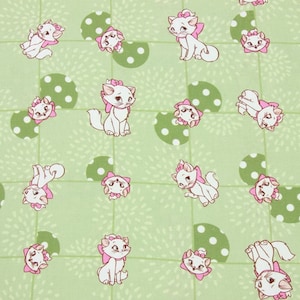 Marie Cat Fabric Aristocats Pink White-Furred Kitten Fabric Anime Fabric Cartoon Cotton Fabric By The Half Yard