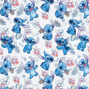 Stitch Fabric Blue Koala Fabric Anime Fabric Cartoon Cotton Fabric By The Half Yard