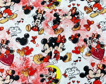 Love Disney Tissu Minnie Mouse Tissu Mickey Mouse Tissu Anime Tissu Dessin animé Coton Tissu par la demi-cour