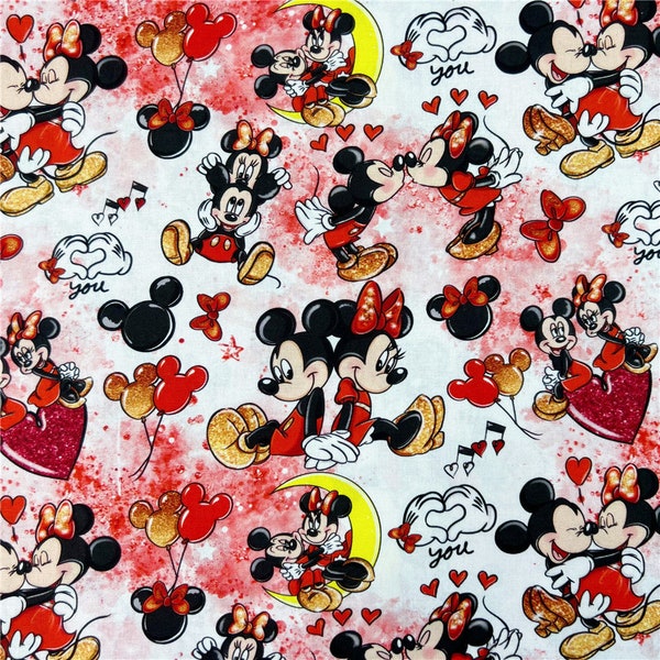 Love Disney Tissu Minnie Mouse Tissu Mickey Mouse Tissu Anime Tissu Dessin animé Coton Tissu par la demi-cour