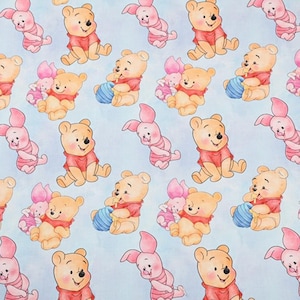 Winnie the Pooh Fabric Pooh Bear and Piglet Fabric Cartoon Cotton Fabric By The Half Yard