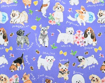 Dog Themed Fabric Cute Puppy Fabric Cartoon Fabric 100% Cotton Fabric By The Half Yard