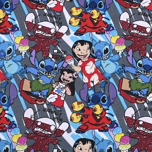 Lilo Fabric & Stitch Fabric Blue Koala Fabric Anime Fabric Cartoon Cotton Fabric By The Half Yard