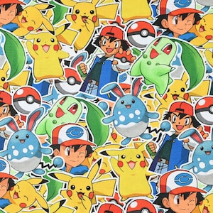 Pokemon Pocket Monster Fabric Pikachu Fabric Japanese Anime Fabric Cartoon Cotton Fabric By The Half Yard