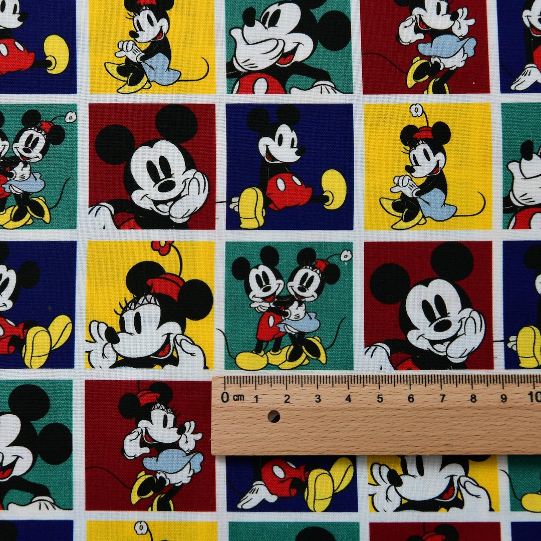 Disney Patchwork Disney Mickey Minnie Patchwork Fabric Cartoon Cotton Fabric by the Half ...