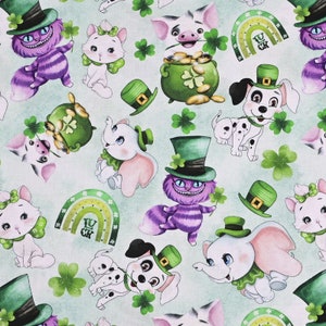 Disney Classic Characters Fabric Dumbo Dalmatians Cheshire cat Fabric Cartoon Cotton Fabric By The Half Yard