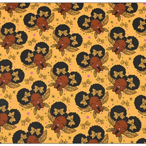Black Girl Fairy Fabric Yellow Princess Fabric Anime Fabric Cartoon Cotton Fabric By The Half Yard