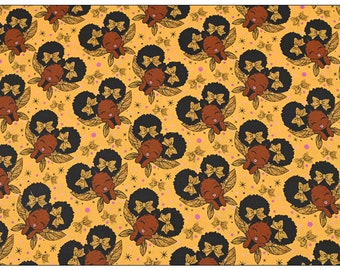 Black Girl Fairy Fabric Yellow Princess Fabric Anime Fabric Cartoon Cotton Fabric By The Half Yard
