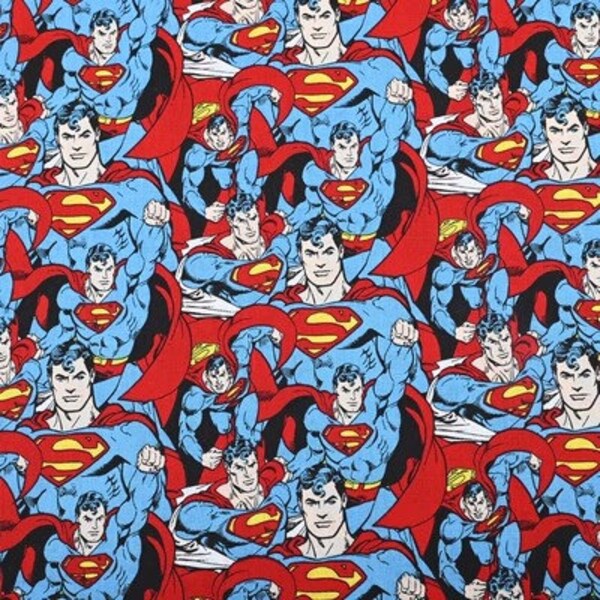 Superman Comic Fabric DC Comics Fabric Cartoon Cotton Fabric By The Half Yard