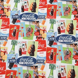Coca-Cola Advertising Poster Fabric Coca-Cola Fabric Carbonate Soft Drink Fabric Anime Fabric Cartoon Cotton Fabric By The Half Yard
